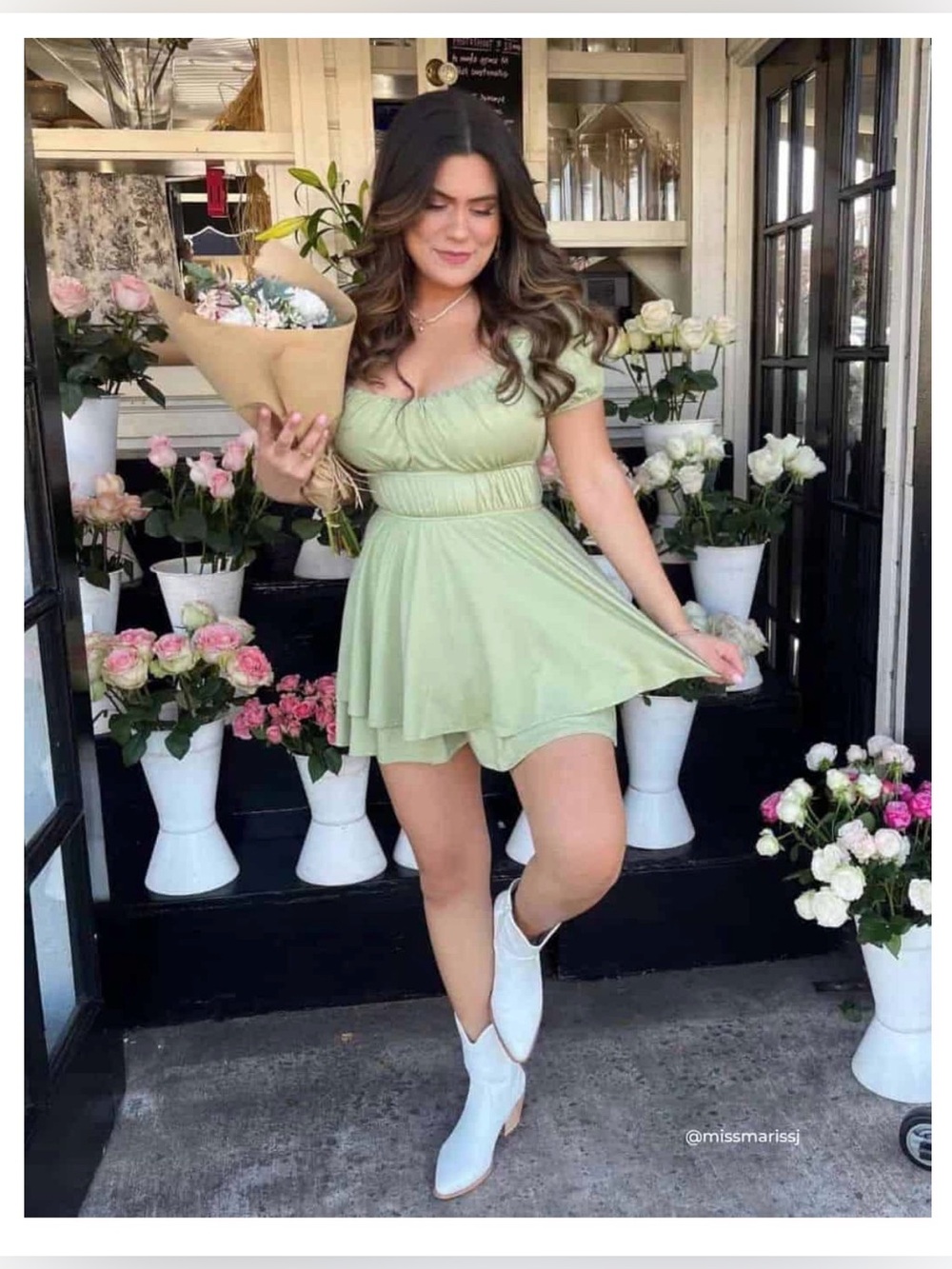 WINDSOR Sage Green Ruched Romper - Size Small